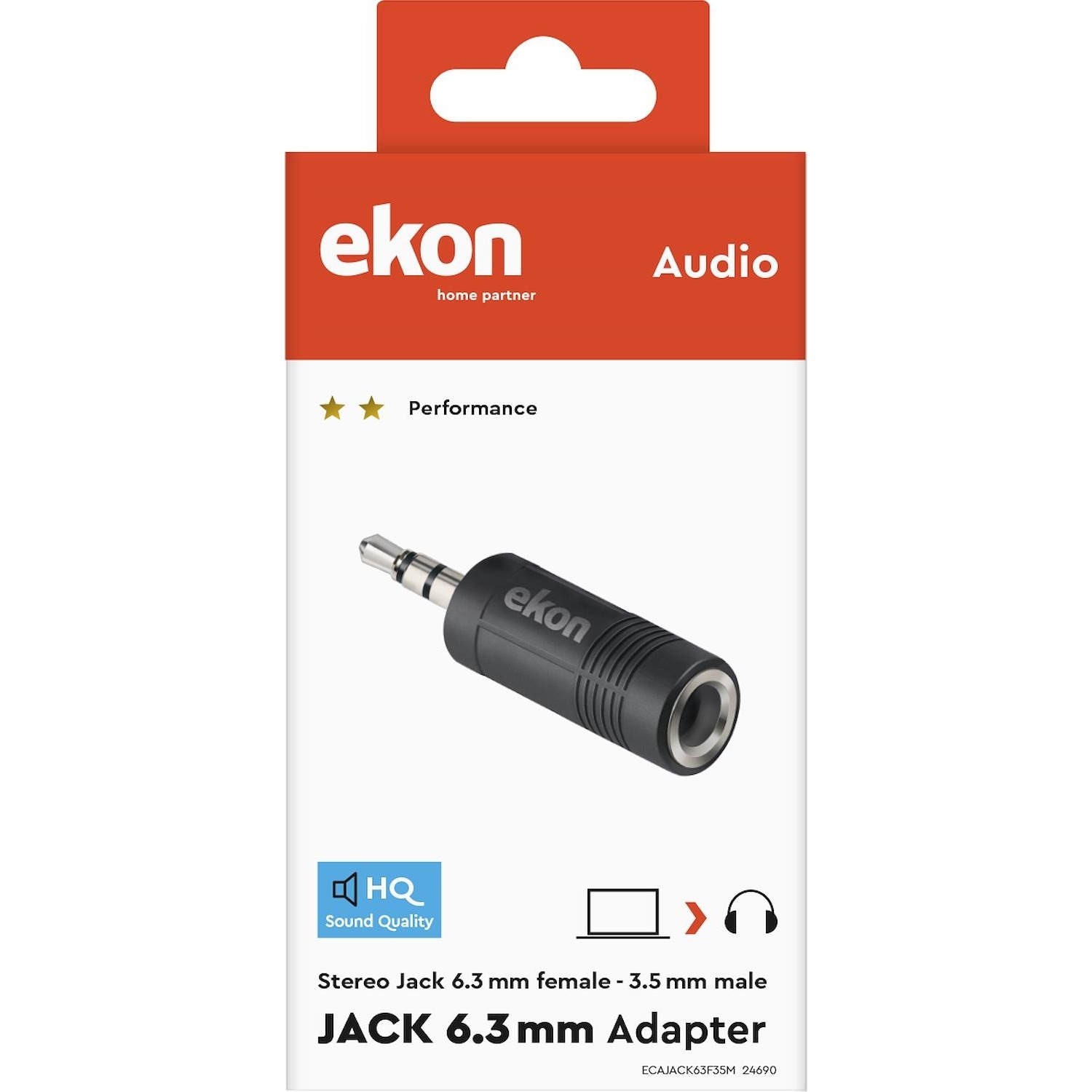 Immagine per Adattatore audio jack 6,3 mm stereo femmina a jack3,5 mm stereo maschio da DIMOStore