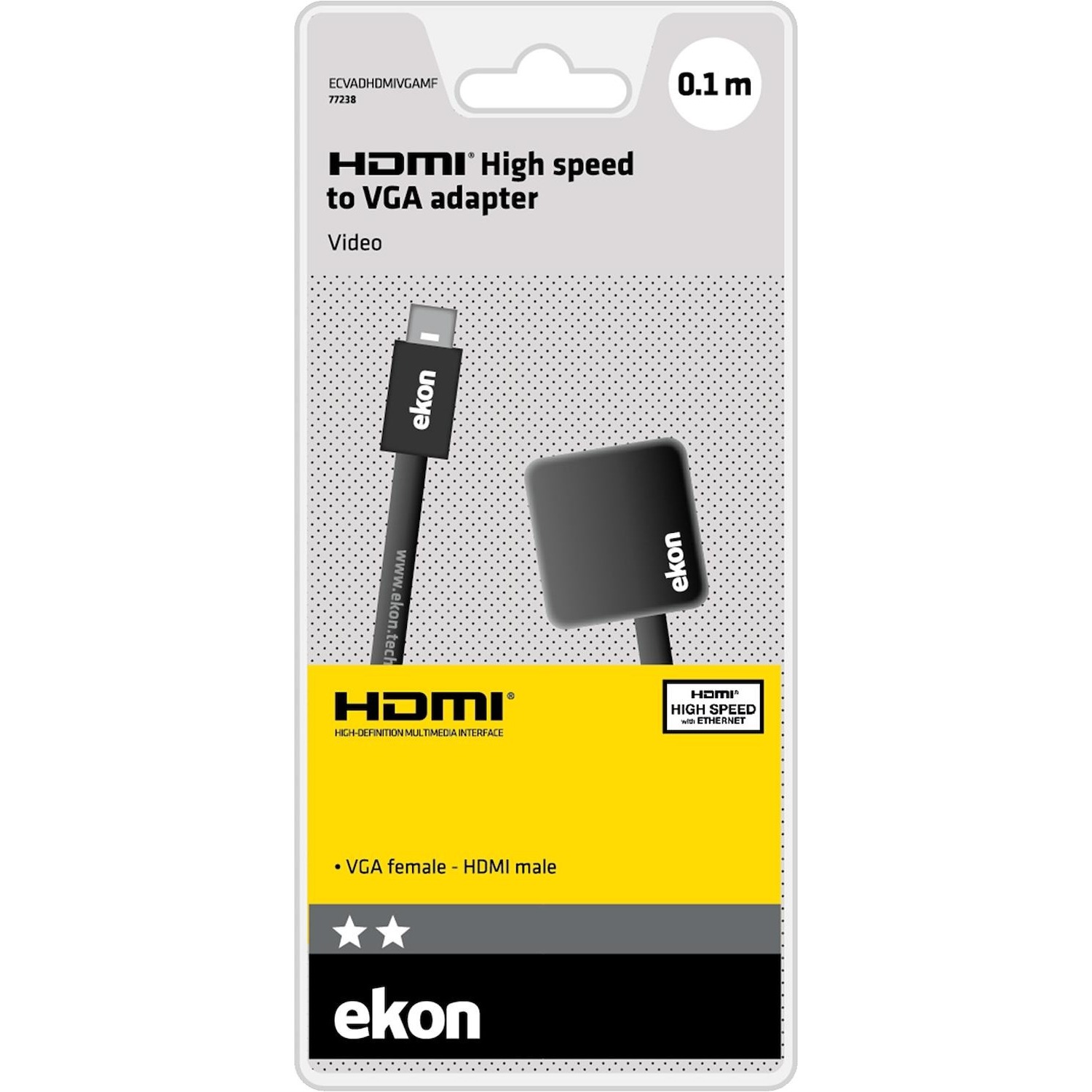 Immagine per Adattatore Ekon HDMI maschio ad alta velocità a VGA tipo femmina, lunghezza 10 cm da DIMOStore