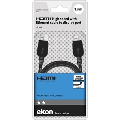 Cavo Ekon HDMI alta velocit   con ethernet - mini DP 1,8 metri colore nero