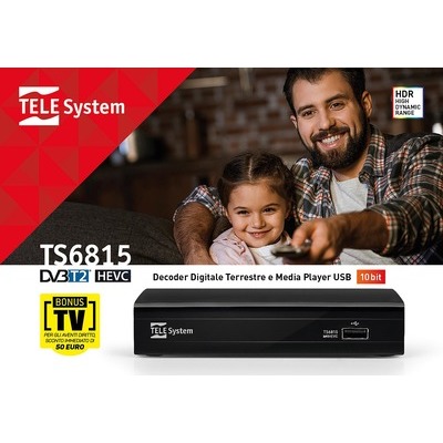 Decoder Telesystem TS6815 T2 H265 con Mediaplayer