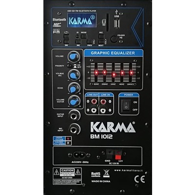 Diffusore amplificato portatile con doppio radio microfono KARMA BM1012 colore nero