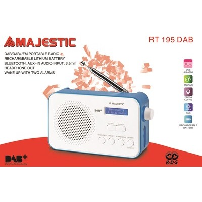 Radio DAB Majestic RT 195 DAB colore bianco/azzurro con uscita cuffie