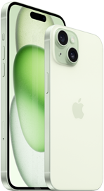 iPhone 15 Plus da 6,7 pollici e iPhone 15 da 6,1 pollici, affiancati per confrontare le dimensioni.